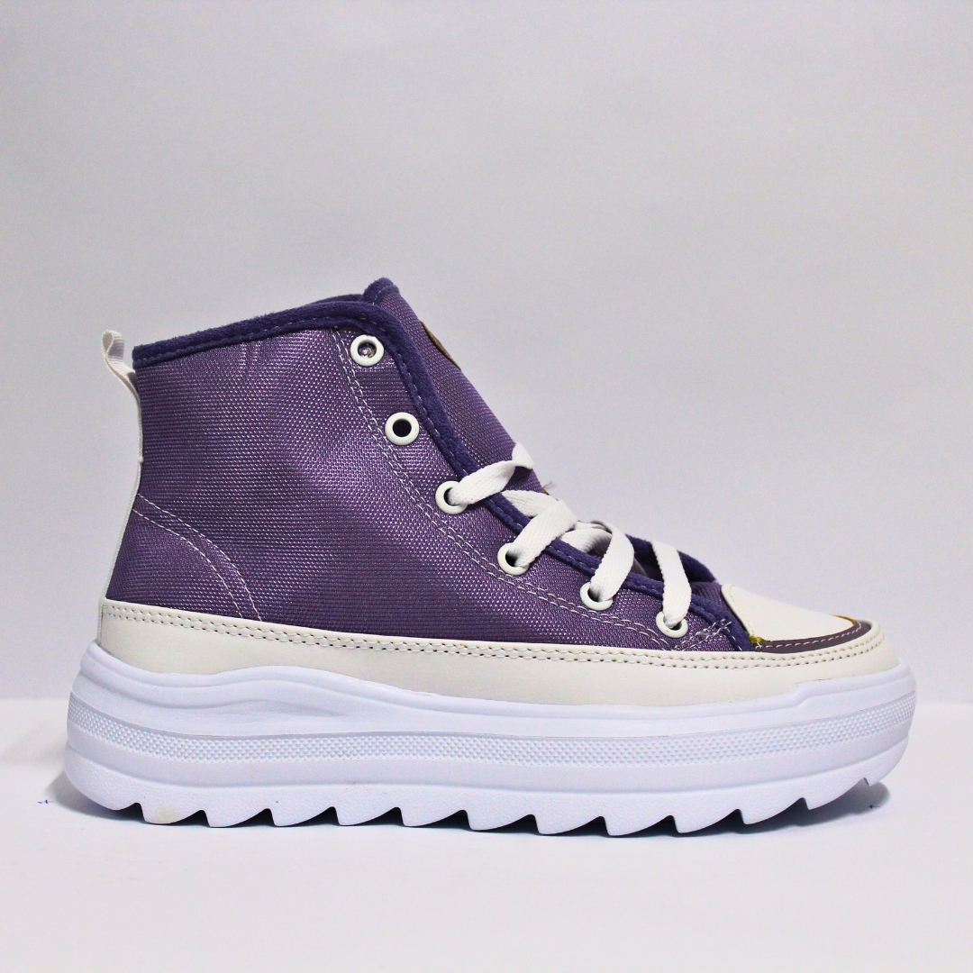 Paquete 6 pares de Tenis casuales tipo converse lilas para mujer | Marca Swiss Polo