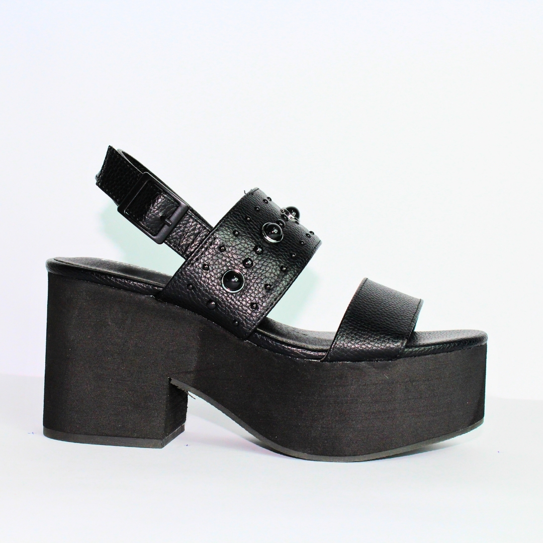 Paquete de 6 pares de Plataforma de mujer color negro Piso Nueve  material sintetico
