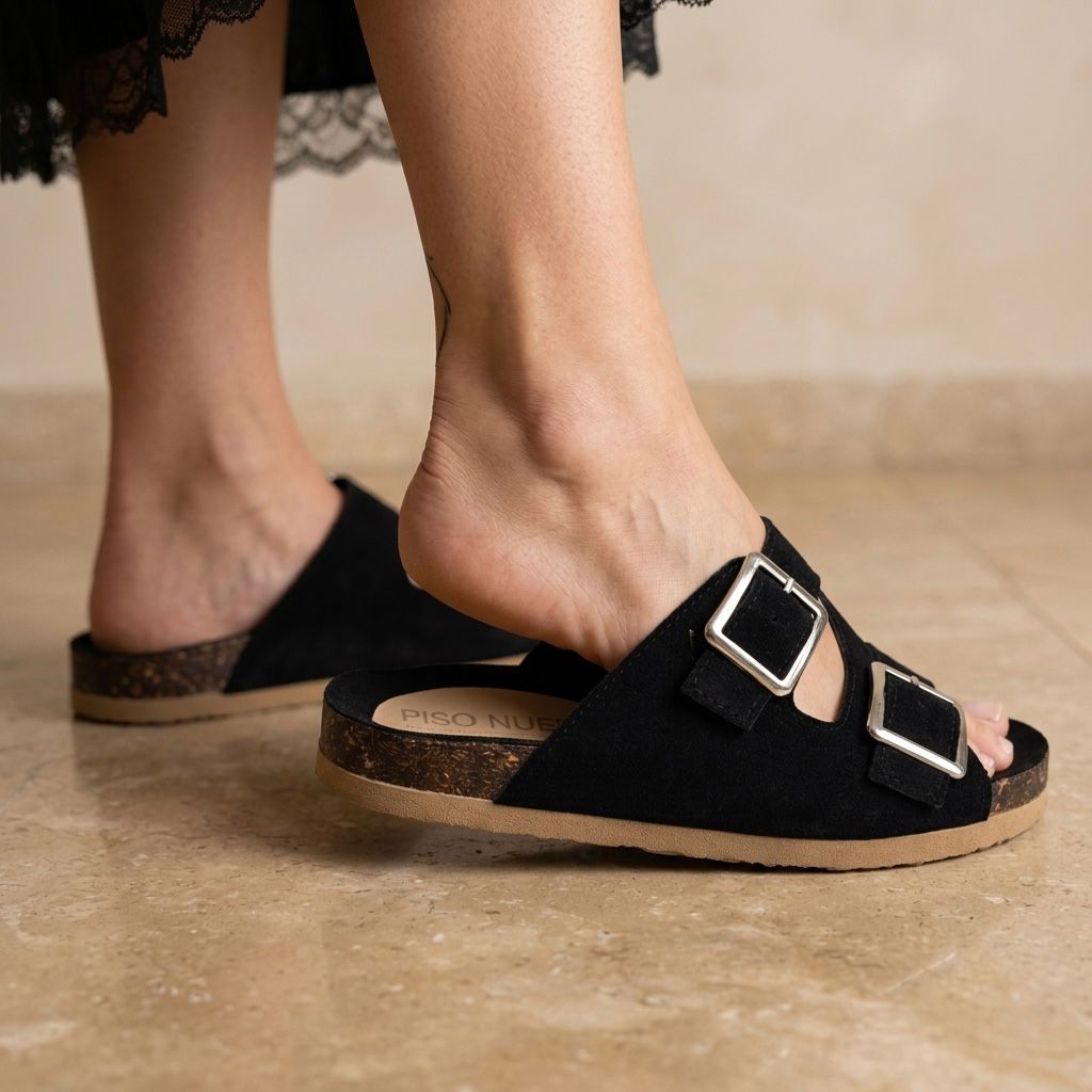 PISO NUEVE | PAQUETE DE 6 PARES DE SANDALIA DE MUJER COLOR NEGRO