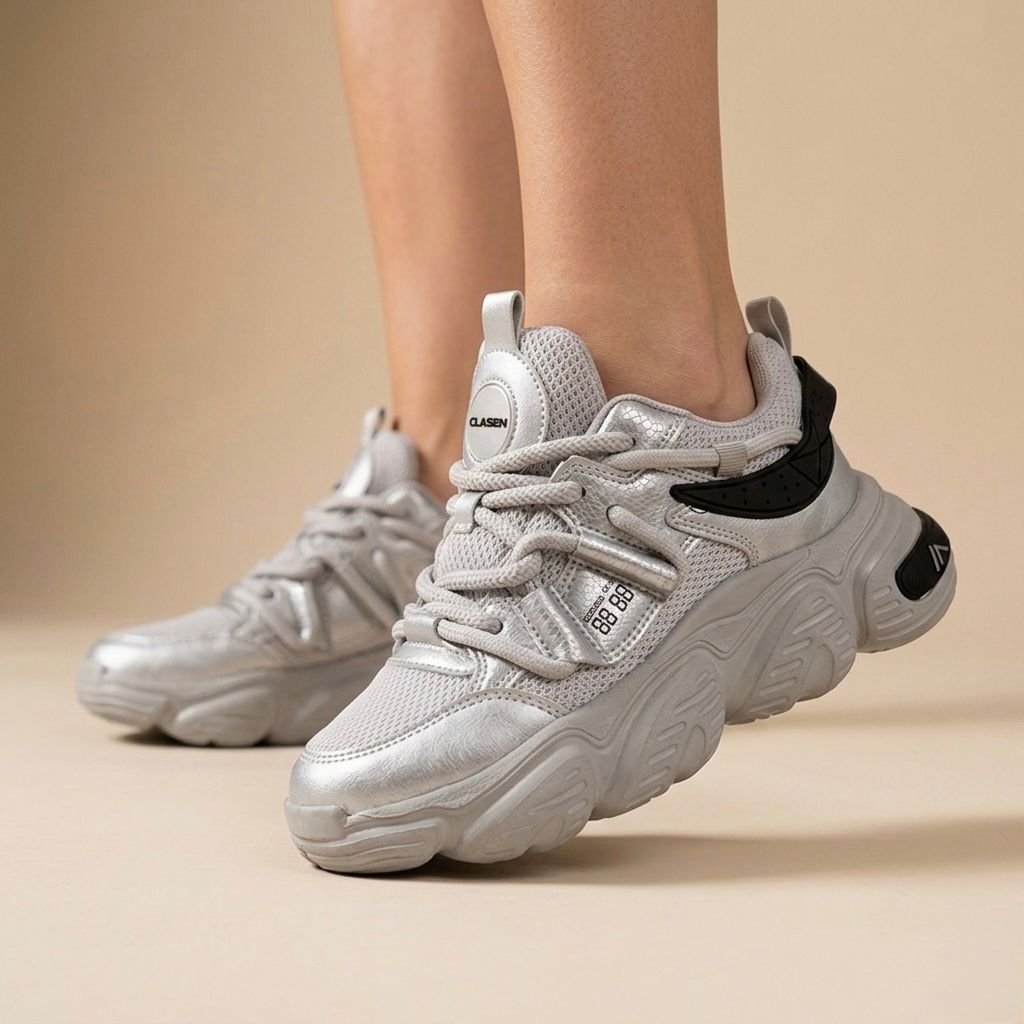 CLASBEN | PAQUETE DE 6 PARES DE TENIS MUJER COLOR PLATA
