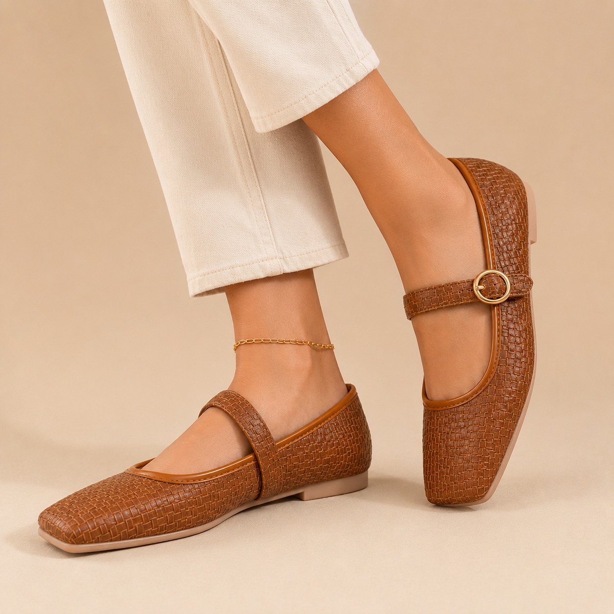 PISO NUEVE | PAQUETE DE 6 PARES DE BALERINAS MUJER COLOR CAMEL