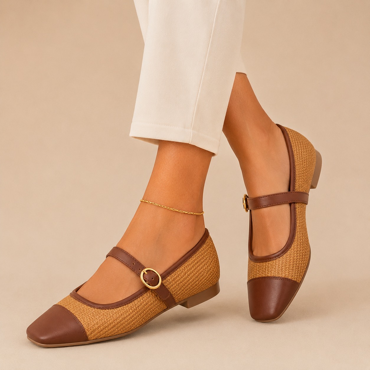 PISO NUEVE | PAQUETE DE 6 PARES DE BALERINAS MUJER COLOR CAMEL Y CAFÉ