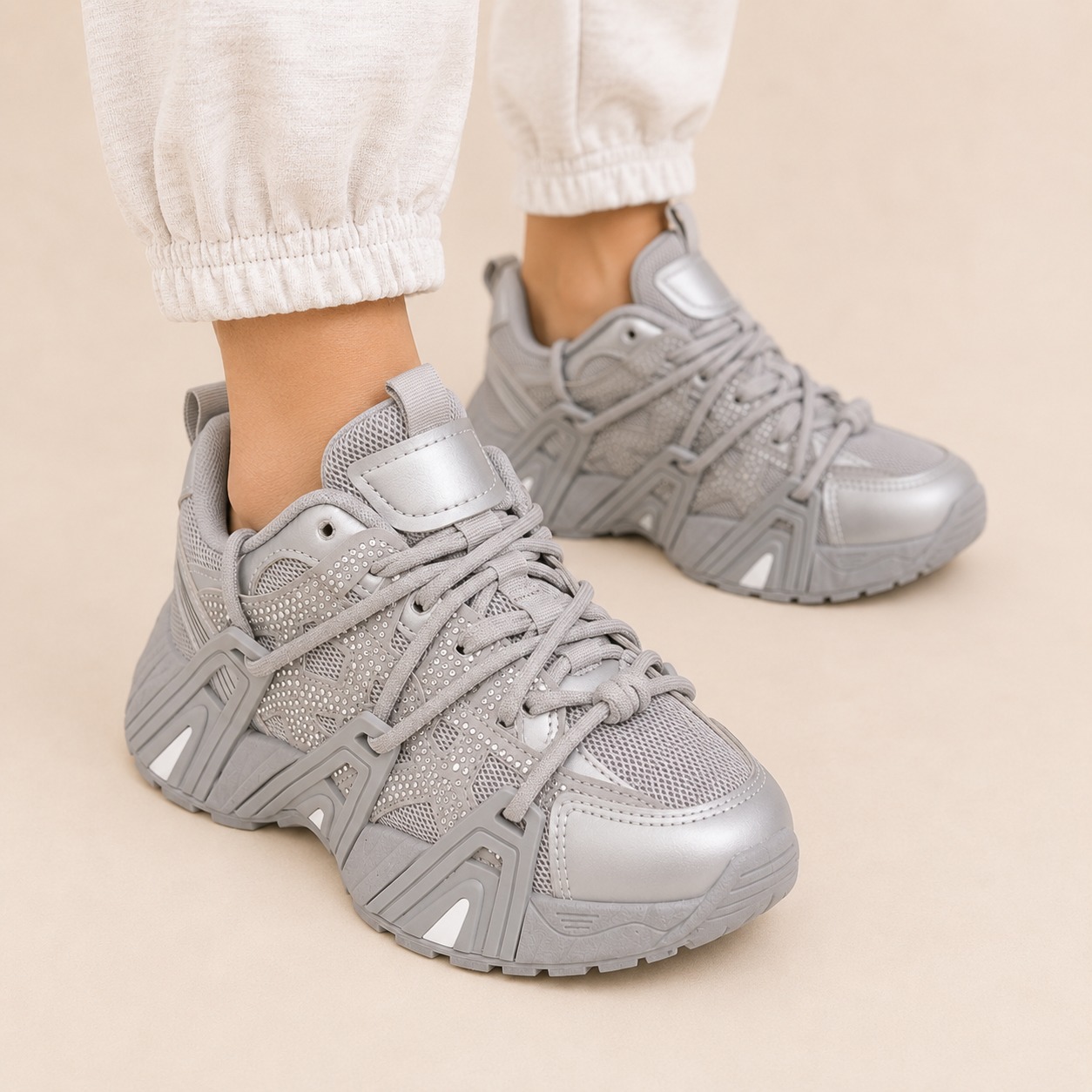 CLASBEN | PAQUETE DE 6 PARES DE TENIS MUJER COLOR PLATA